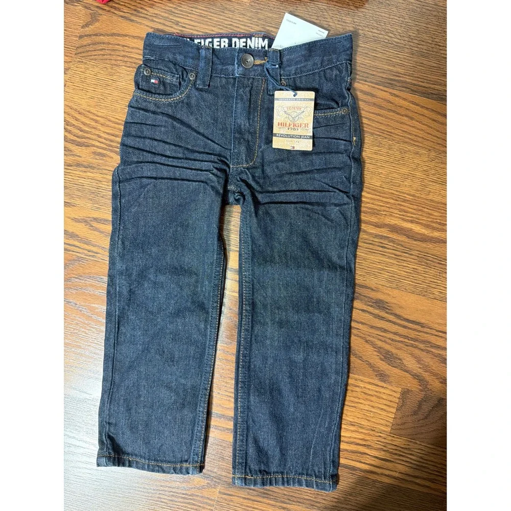 New Boys 4T Tommy Hilfiger Slim Jeans & Childrens Place Red Henley Outfit Set